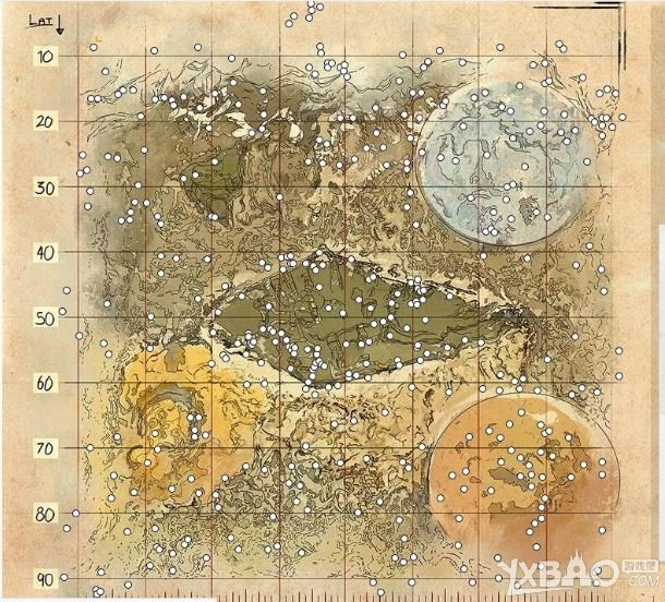 《方舟：生存进化》灭绝资源地图分布