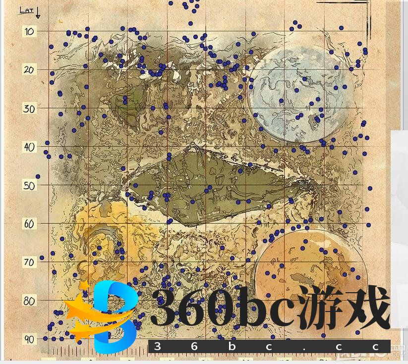 《方舟：生存进化》灭绝资源地图分布