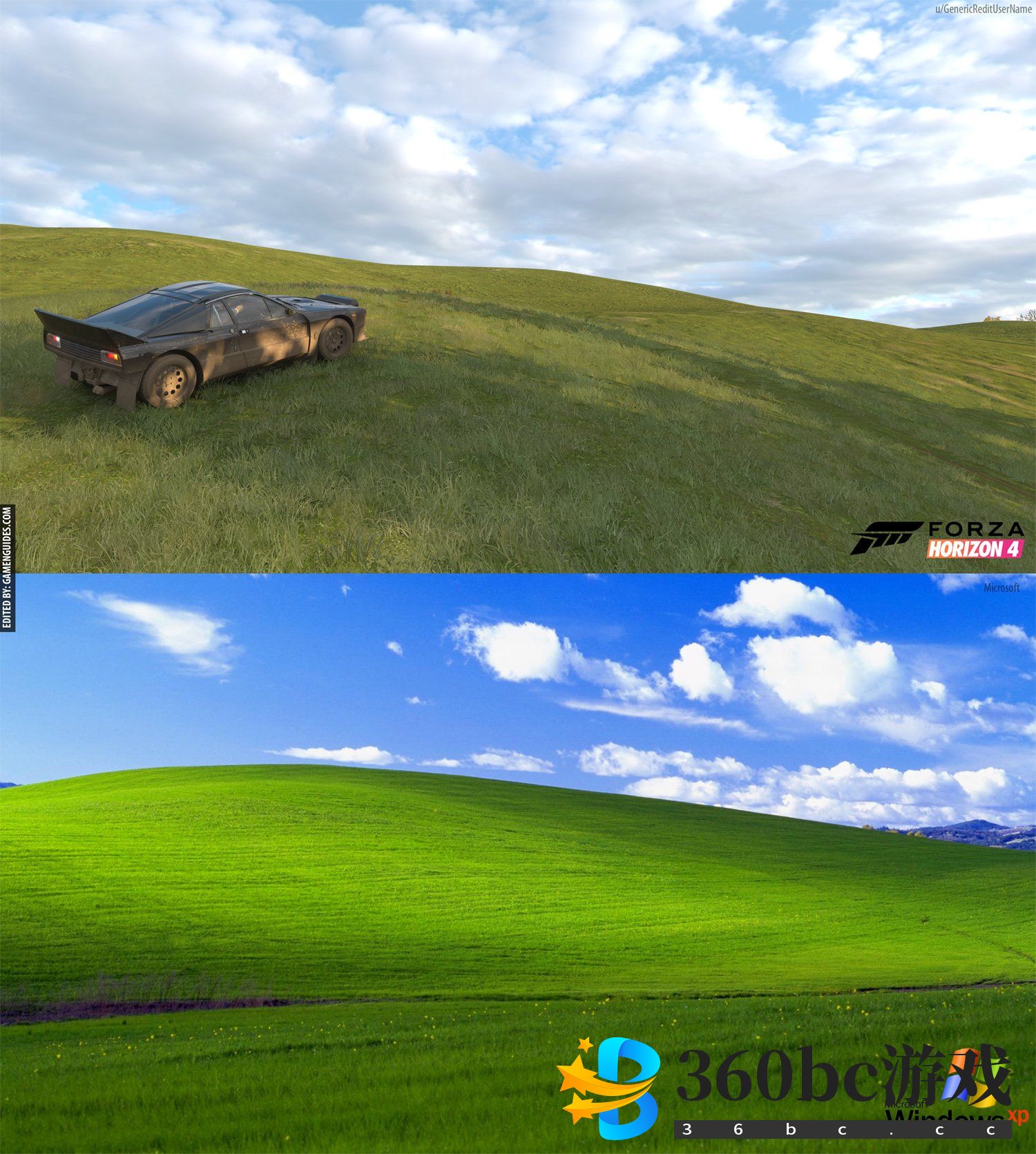 在《极限竞速：地平线4》里我好像看到了XP的桌面？